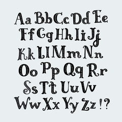 Alphabet letters: lowercase, uppercase and numbers. Vector alphabet. Hand drawn letters. Letters of the alphabet written with a paint brush