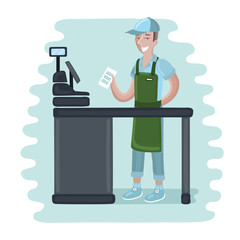 Fototapeta premium cashier man - vector illustration