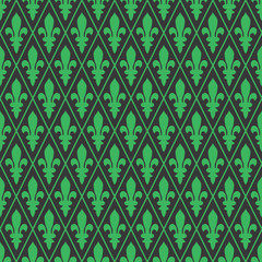 Seamless black and green medieval diamond pattern vector