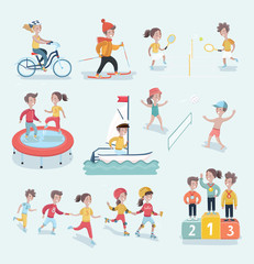 Vector set cartoon illustration of