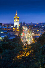Evening cityscape of Edinburgh, Scotland, UK