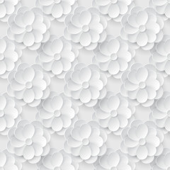 Seamless pattern with white paper flowers.