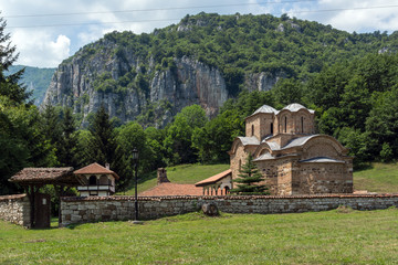 Panoramic view of medieval Poganovo Monastery of St. John the Theologian, Serbia