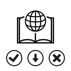 open book and globe icon stock vector illustration flat design