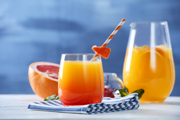 Delicious tequila sunrise cocktail on table