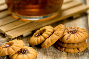 Freshly baked cookies with black English tea from Sri Lanka