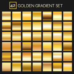 Metal golden gradients. Vector square gold gradient texture collection for design © vectortatu