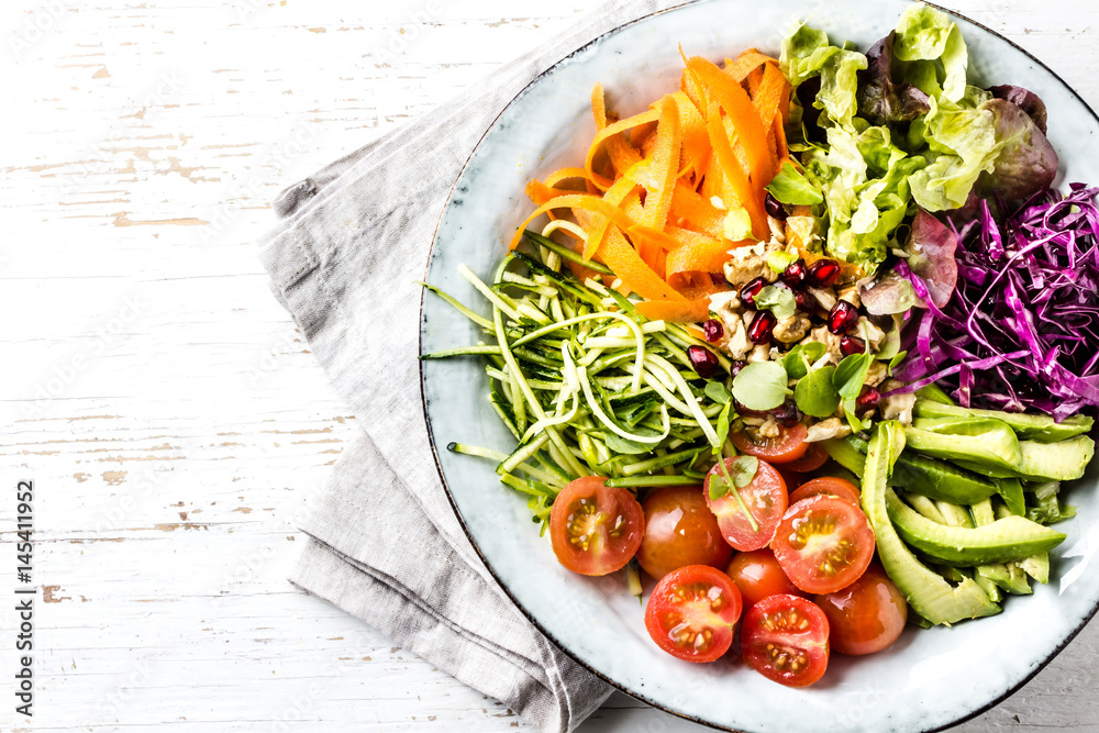 Wall mural Vegetables nuts salad. Buddha bowl