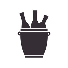 ice bucket with wine bottles icon over white background. vector illustration