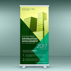Fototapeta premium standee design in trendy color style roll up template