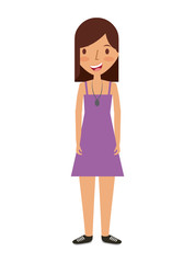 cartoon young girl smiling and wearing casual clothes icon over white background. colorful design. vector illustration