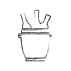ice bucket with wine bottles icon over white background. vector illustration
