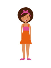 cartoon young girl smiling and wearing casual clothes icon over white background. colorful design. vector illustration