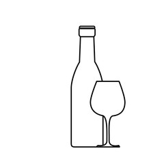 wine bottle and wineglass icon over white background. vector illustration