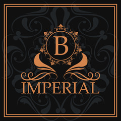 imperial gold letter B elegant emblem vector illustration