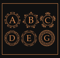 calligraphic monogram golden emblem swirls design vector illustration