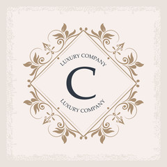 luxury company C monogram vintage elegant typographic vector illustration