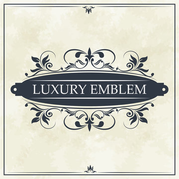 luxury emblem swirl ornament typographic design vector illustration