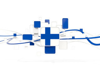 Flag of finland, mosaic background with lines