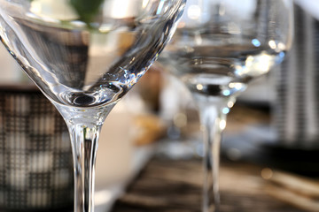 Empty glass on blurred background, closeup