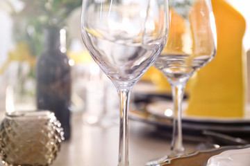 Beautiful festive table setting, closeup