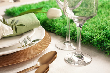 Beautiful festive table setting, closeup