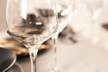 Empty glass on blurred background, closeup