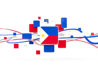 Flag of philippines, mosaic background with lines