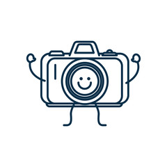 happy camera icon over white background. vector illustration