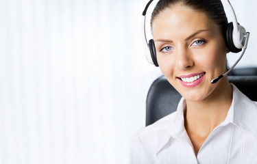 Customer support phone operator in headset