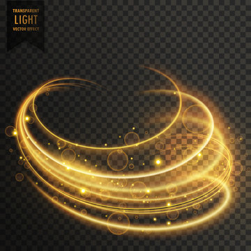 golden curvy transparent light effect with sparkles