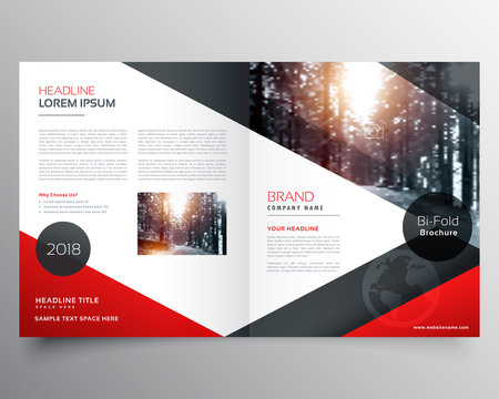 creative red and black bifold brochure or magazine cover page design template