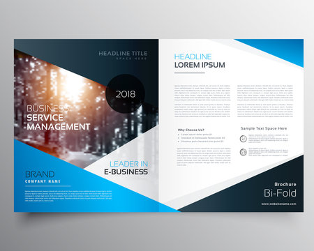 awesome blue magazine cover or bifold brochure template vector design
