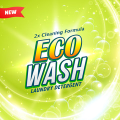 detergent packaging concept design showing eco friendly cleaning and washing