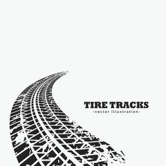 dirty tire tracks fading into the horizon - obrazy, fototapety, plakaty