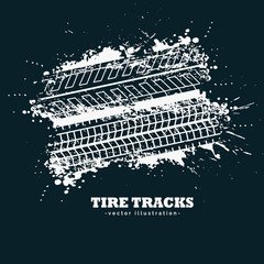 abstract grunge tire tracks marks on dark background