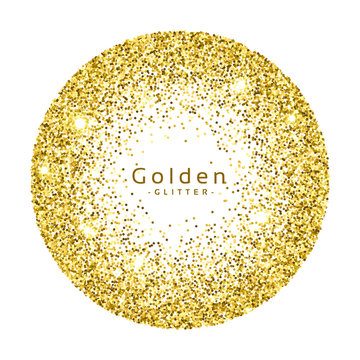 gold glitter circle frame vector background