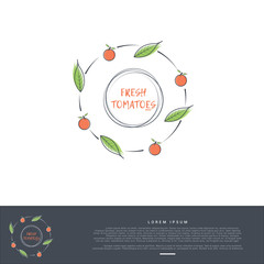 artistic thin line logo circle pattern of tomatoes