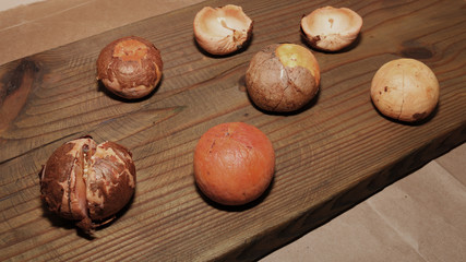 Avocado nuts on wooden background