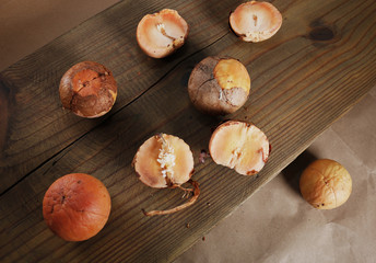 Avocado nuts on wooden background