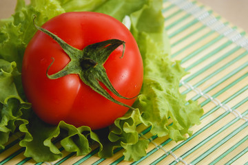 Fresh tomato and salad, vegetable. Health care food