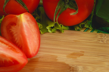 cutted tomato, cucumber vegetable and salad. Health care food.