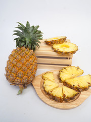 pineapple and pineapple  slide in wood box  