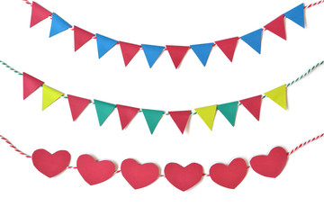 Bunting paper cut on white background - isolated
