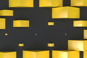 Yellow rectangular shapes of random size on black background