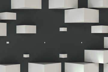 White rectangular shapes of random size on black background