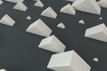 White rectangular shapes of random size on black background