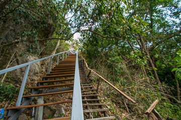 walkway stair in the forest Chaloem  Rattanakosin National Park, Kanchanaburi, Thailand