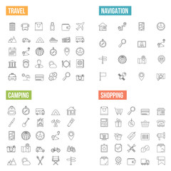 Travel and Shopping Line Icons