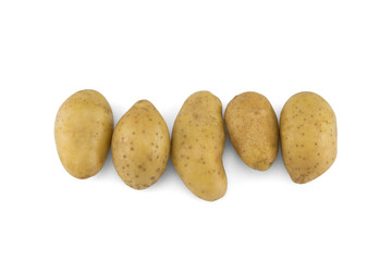 Potatoes isolated on white background from top view
